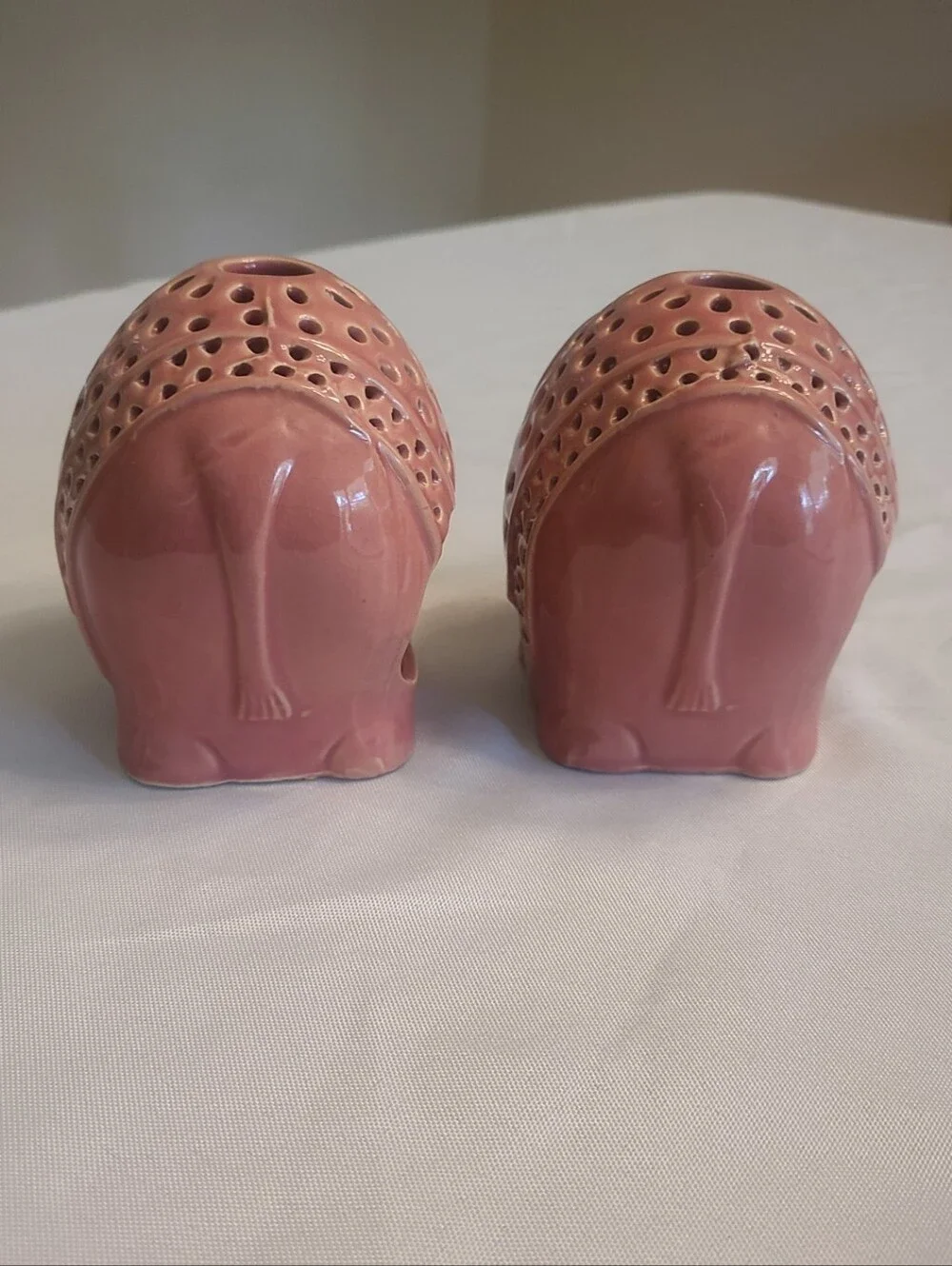 Pair Of Pink Elephant Tealight Holders